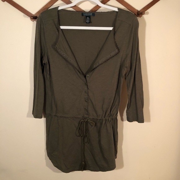 3/$25 🙌🏼 Lauren Ralph Lauren Button Down Tie Top S - Picture 2 of 5